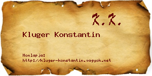 Kluger Konstantin névjegykártya